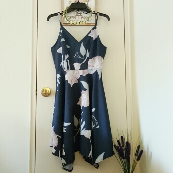 Dresses & Skirts - Grey floral assymetrical cami dress